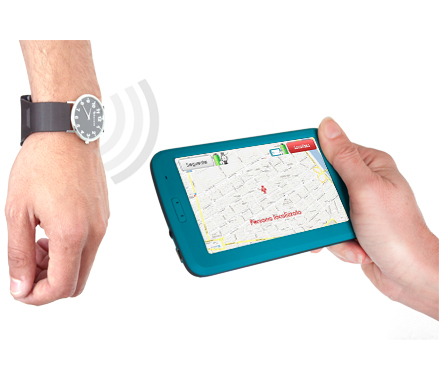 Localitzador Keruve compost por rellotge GPS i receptor Localitzador per a persones amb alzheimer està compost per un rellotge GPS per al malalt i d